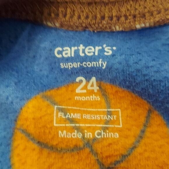 Carter's Blue Sport Print Footed Pajamas 24M - Picture 2 of 2